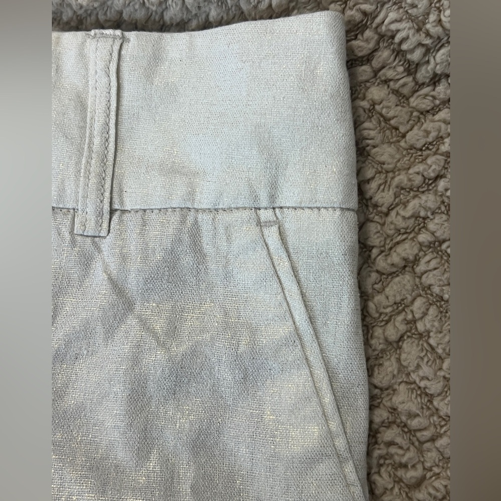 Willi Smith Cream & gold shimmer Shorts Tailored Linen pockets size 6 medium‎ - Picture 4 of 9